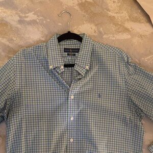 Polo by Ralph Lauren Men's Blue and Green Plaid Shirt